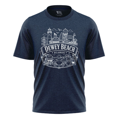 Dewey Beach Delaware T-Shirt | Boardwalk Landmarks Tee - navy - image 4