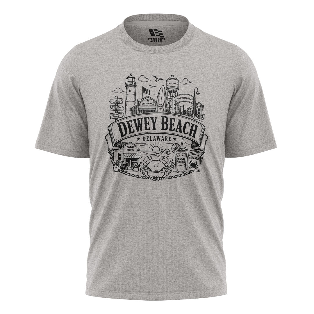 Dewey Beach Delaware T-Shirt | Boardwalk Landmarks Tee - sport-grey - image 5