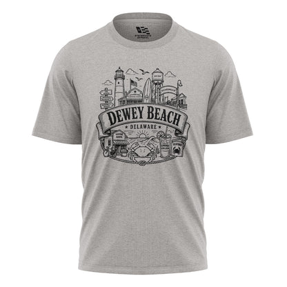 Dewey Beach Delaware T-Shirt | Boardwalk Landmarks Tee - sport-grey - image 5