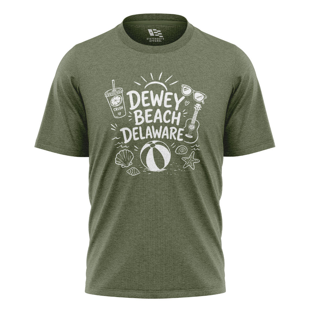 Dewey Beach Delaware T-Shirt | Beach Doodle Tee - military-green - image 1