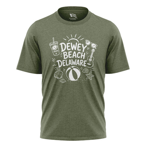 Dewey Beach Delaware T-Shirt | Beach Doodle Tee - military-green - image 1