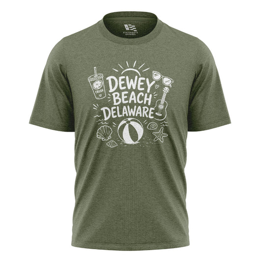 Dewey Beach Delaware T-Shirt | Beach Doodle Tee - military-green - image 1