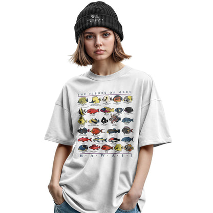 Fishes of Maui Hawaii Chart Tee - Military Green view