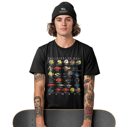 Fishes of Maui Hawaii Chart Tee - Navy view