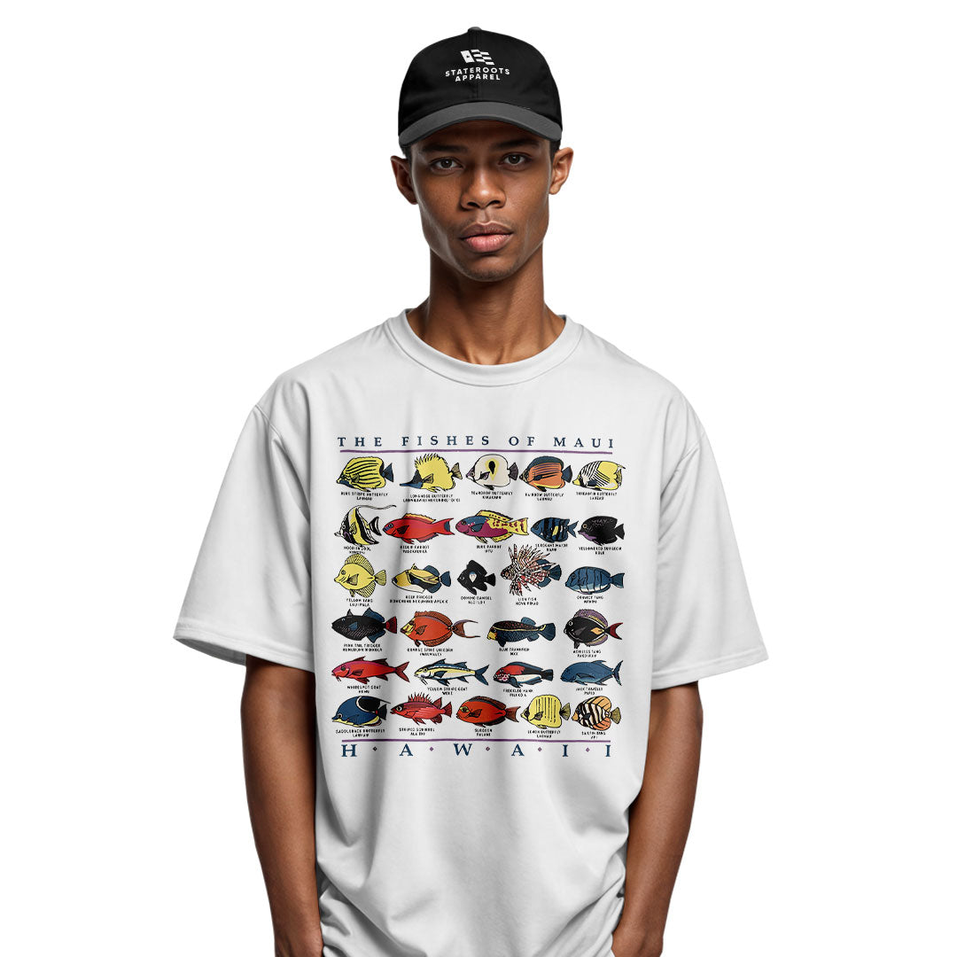 Fishes of Maui Hawaii Chart Tee - Sport Grey view