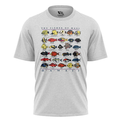 Fishes of Maui Hawaii Chart Tee - White flatlay