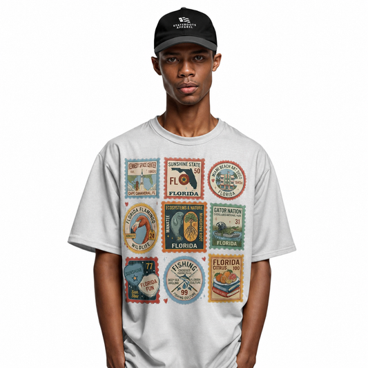 Vintage Florida Stamp Collage T-Shirt