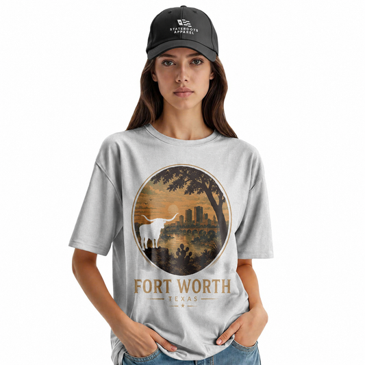 Fort Worth Texas T-Shirt | Vintage Longhorn Skyline Souvenir Tee