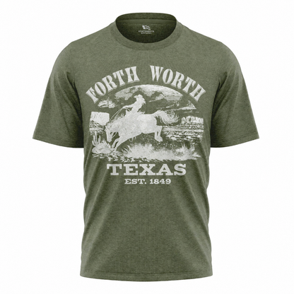 Fort Worth Texas T-Shirt | Vintage Rodeo Bronco Est 1849 Western Tee