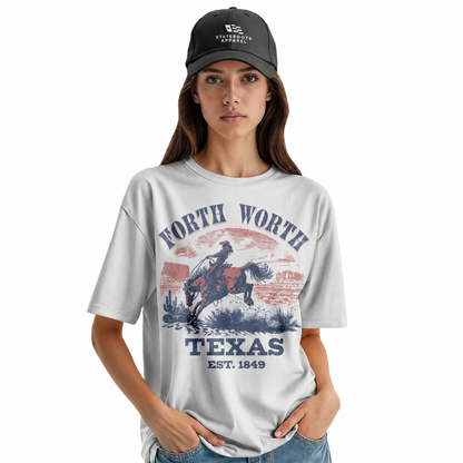 Fort Worth Texas T-Shirt | Vintage Rodeo Bronco Est 1849 Western Tee