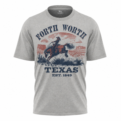 Fort Worth Texas T-Shirt | Vintage Rodeo Bronco Est 1849 Western Tee
