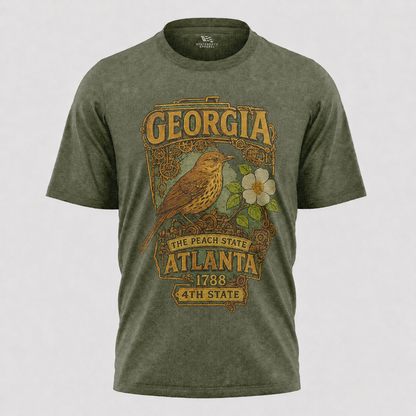 Georgia State Bird T-Shirt | Atlanta Brown Thrasher Vintage Poster Tee