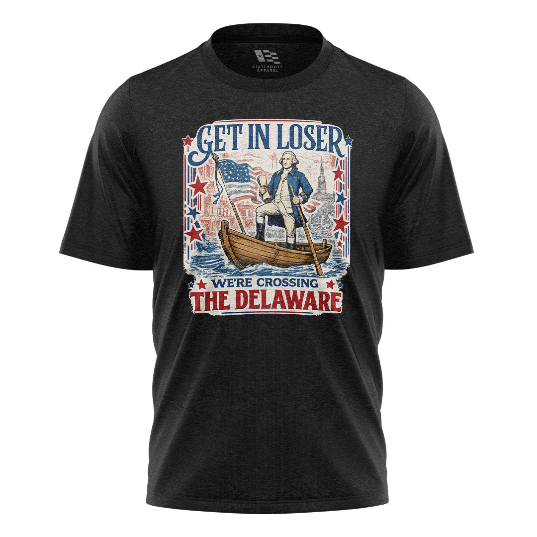 Get In Loser Delaware Vintage Poster Tee black front