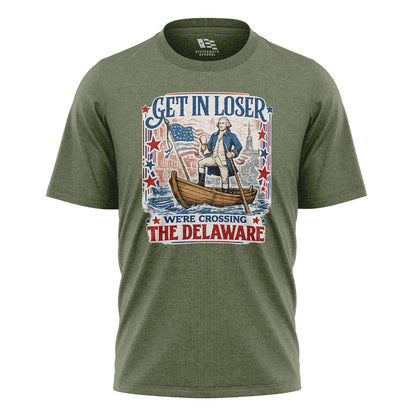 Get In Loser Delaware Vintage Poster Tee military-green front