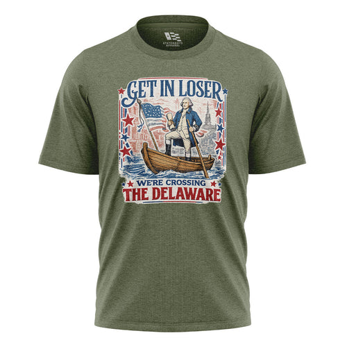 Get In Loser Delaware Vintage Poster Tee military-green front