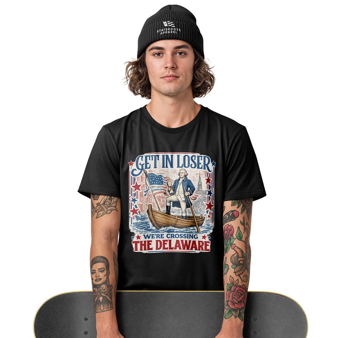 Get In Loser Delaware Vintage Poster Tee white lifestyle