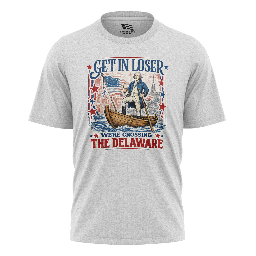 Get In Loser Delaware Vintage Poster Tee white front
