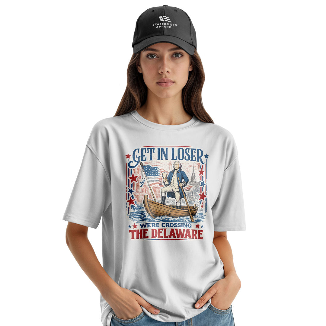 Get In Loser Delaware Vintage Poster Tee white detail