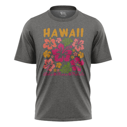 Hawaii Aloha Ohana Pohola Hibiscus Tee - Charcoal flatlay