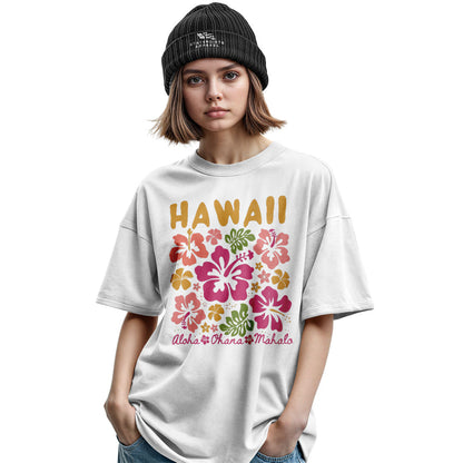 Hawaii Aloha Ohana Pohola Hibiscus Tee - Military Green view