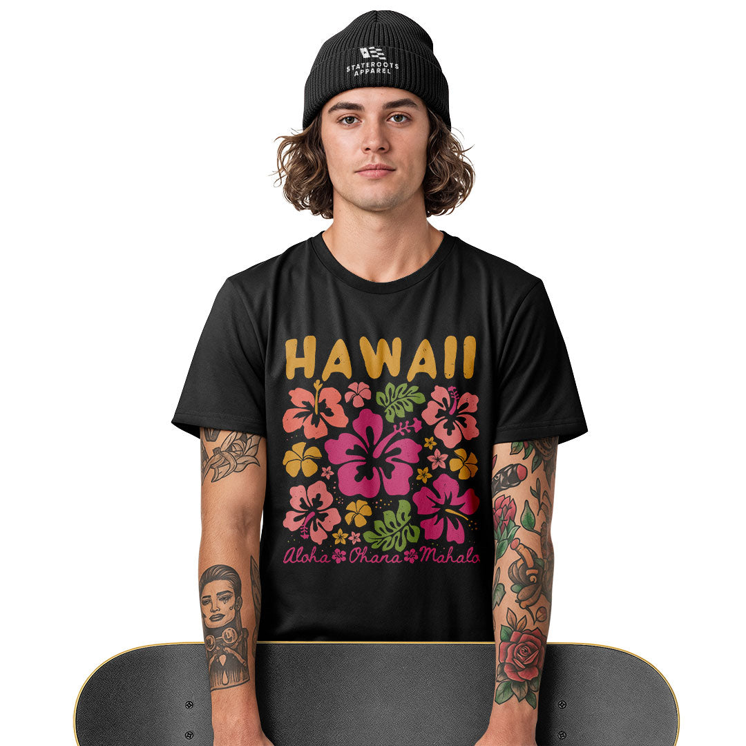 Hawaii Aloha Ohana Pohola Hibiscus Tee - Navy view