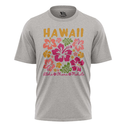 Hawaii Aloha Ohana Pohola Hibiscus Tee - Sport Grey flatlay