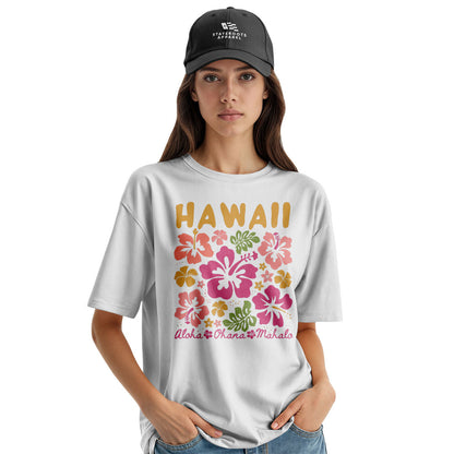 Hawaii Aloha Ohana Pohola Hibiscus Tee - White view