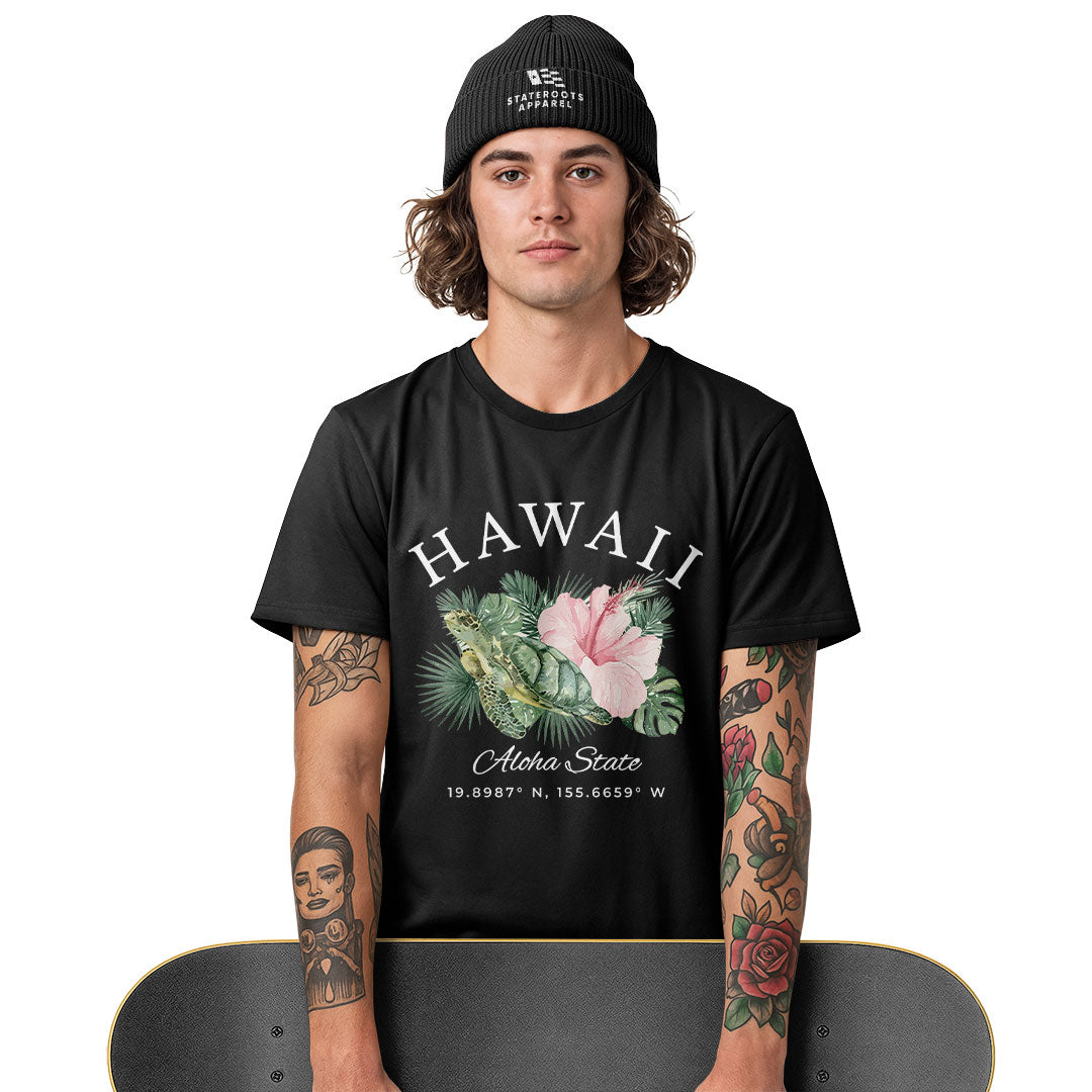Hawaii Aloha State Coordinates Tee - Navy view