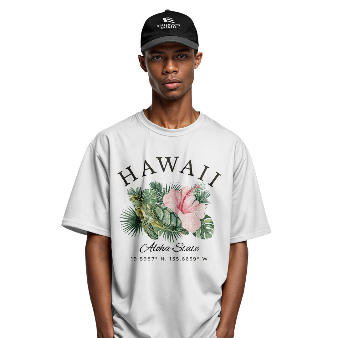 Hawaii Aloha State Coordinates Tee - Sport Grey view