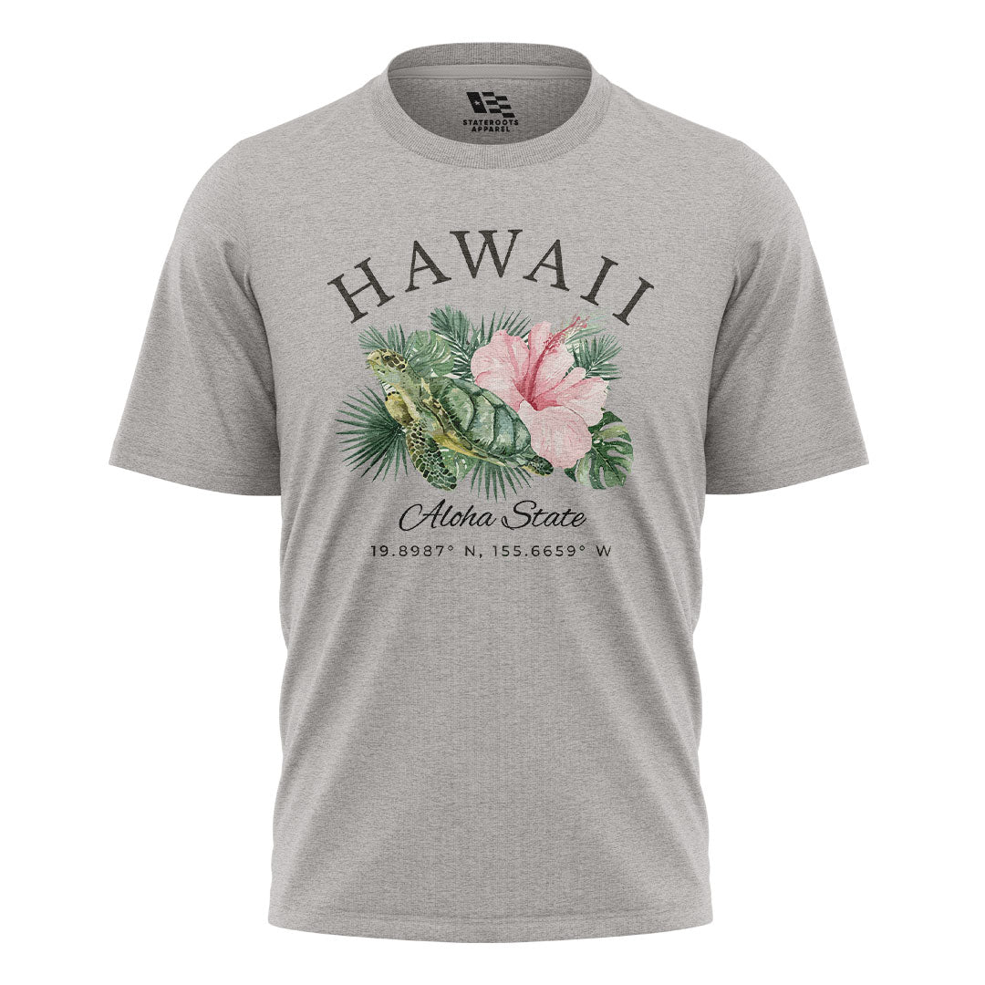 Hawaii Aloha State Coordinates Tee - Sport Grey flatlay