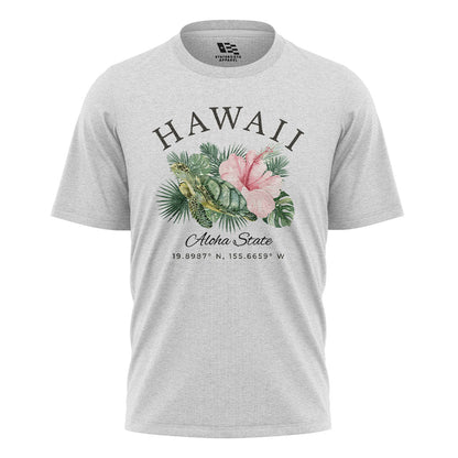 Hawaii Aloha State Coordinates Tee - White flatlay