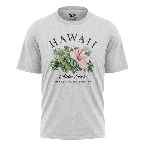 Hawaii Aloha State Coordinates Tee - White flatlay