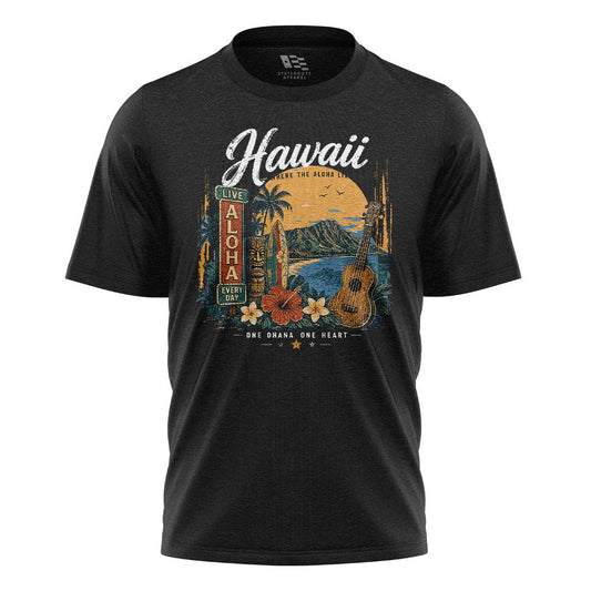 Hawaii Live Aloha Every Day Tee - Black flatlay
