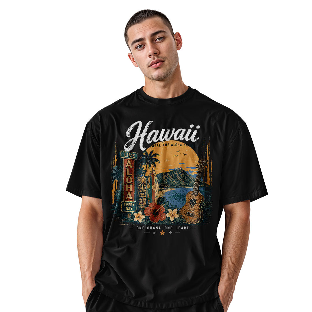 Hawaii Live Aloha Every Day Tee - Black view