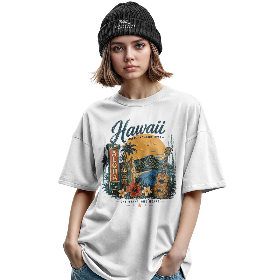 Hawaii Live Aloha Every Day Tee - Military Green view