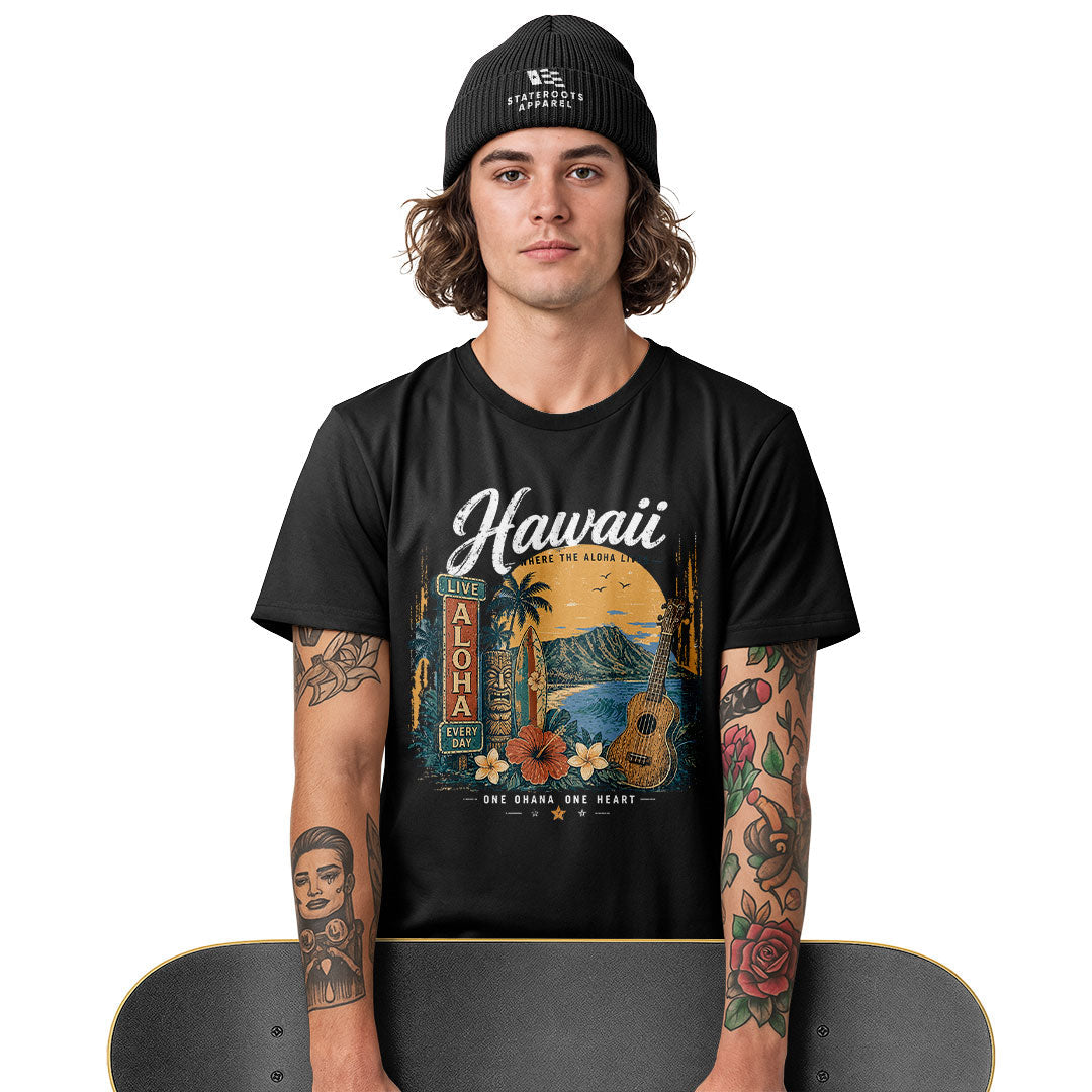 Hawaii Live Aloha Every Day Tee - Navy view