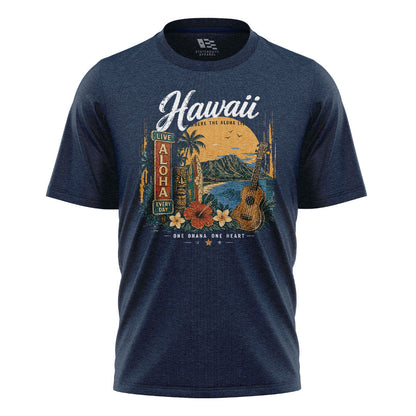 Hawaii Live Aloha Every Day Tee - Navy flatlay