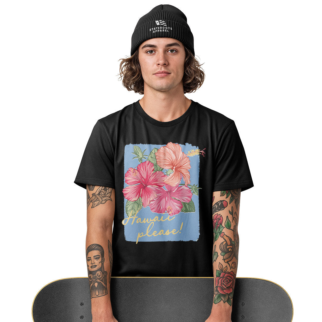 Hawaii Please Watercolor Hibiscus Tee - Navy view
