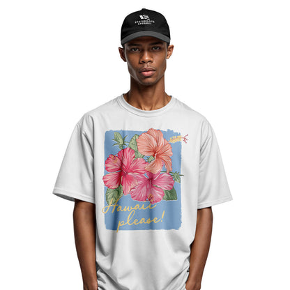 Hawaii Please Watercolor Hibiscus Tee - Sport Grey view