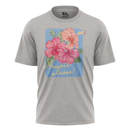 Hawaii Please Watercolor Hibiscus Tee - Sport Grey flatlay