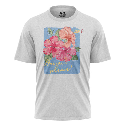 Hawaii Please Watercolor Hibiscus Tee - White flatlay