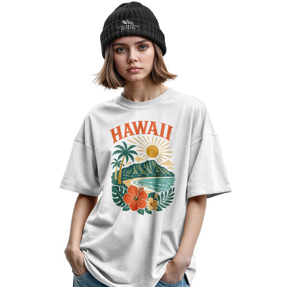 Hawaii Retro Sunset Diamond Head Tee - Military Green view