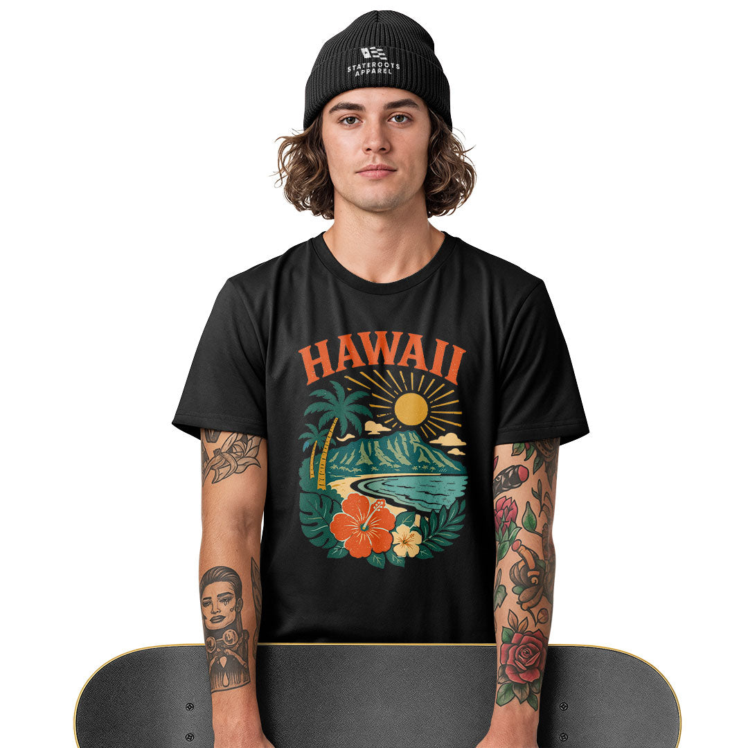 Hawaii Retro Sunset Diamond Head Tee - Navy view