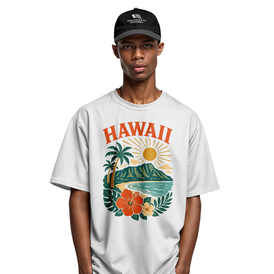 Hawaii Retro Sunset Diamond Head Tee - Sport Grey view