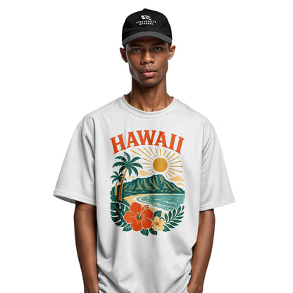 Hawaii Retro Sunset Diamond Head Tee - Sport Grey view