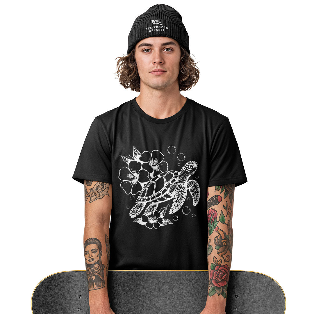 Hawaii Sea Turtle Hibiscus Tee - Navy view