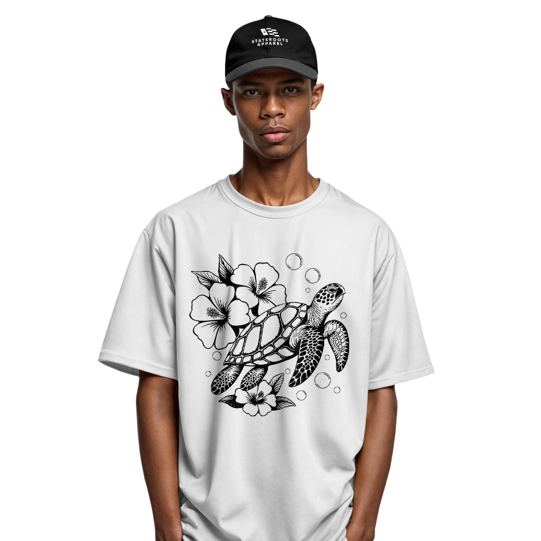 Hawaii Sea Turtle Hibiscus Tee - Sport Grey view