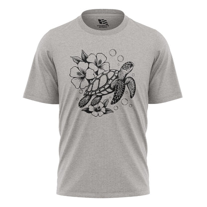 Hawaii Sea Turtle Hibiscus Tee - Sport Grey flatlay