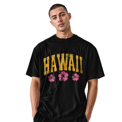 Hawaii Varsity Pink Hibiscus Tee - Black view