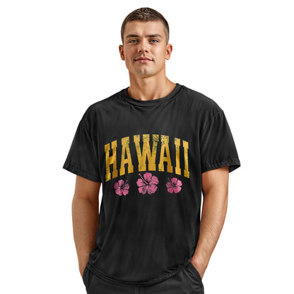 Hawaii Varsity Pink Hibiscus Tee - Charcoal view